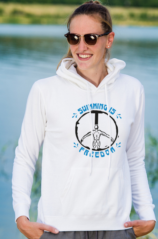 Damen_Hoodie_Freedom_weisscvt2FxOYQK4XA Pullover: Swimming is Freedom