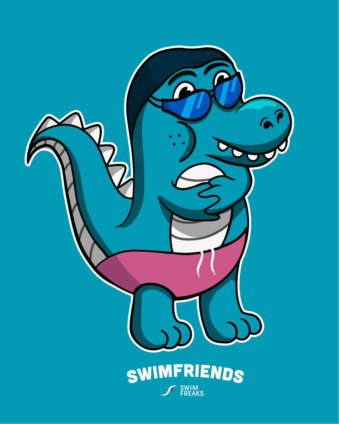 SF_2024_Dino_Design Lino der Schwimm-Dino – Kids Shirt | Swimfriends Kollektion