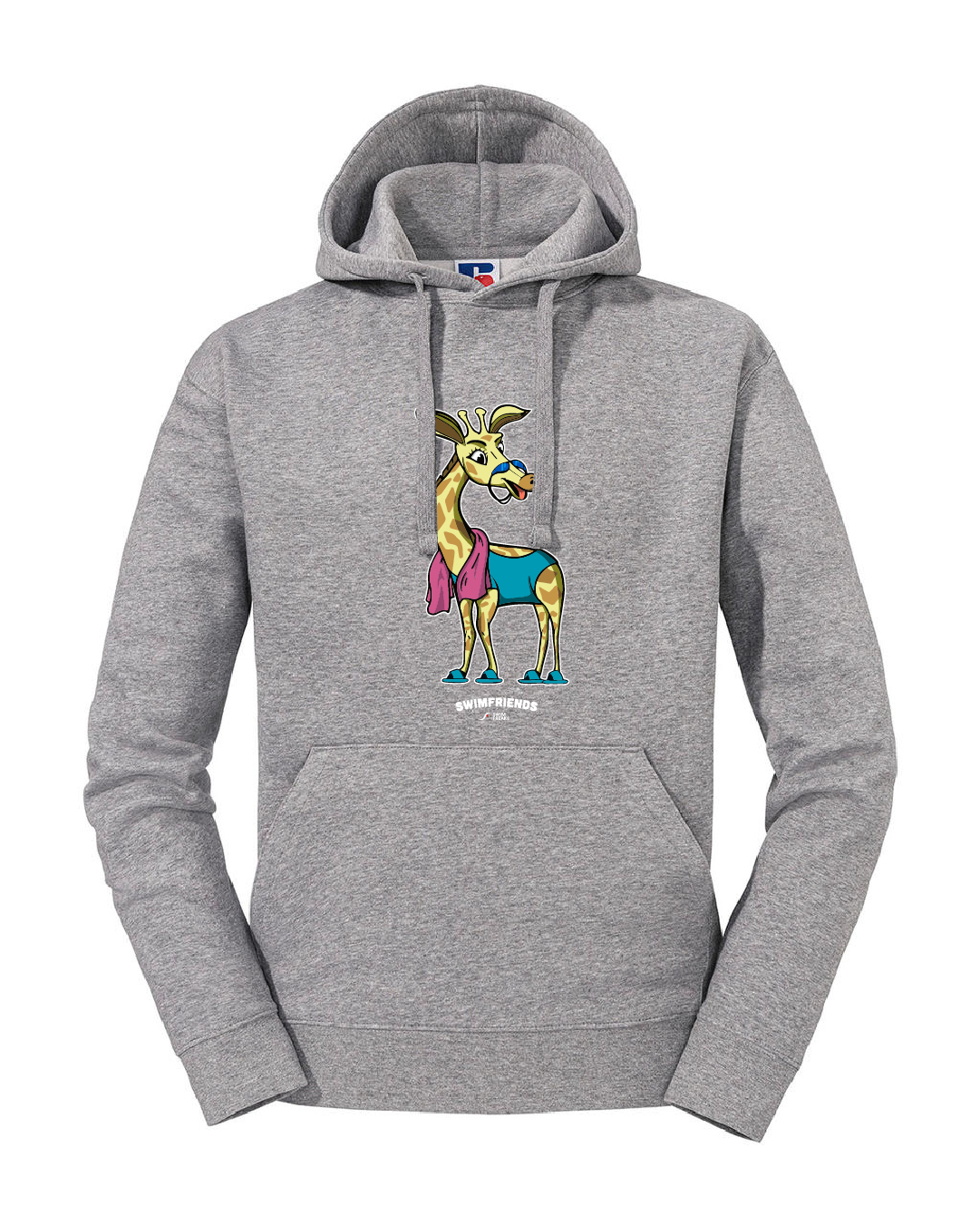 SF_2024_Longo_Hoodie_Herren_grau Longo die Langstrecken-Giraffe – Hoodie Herren & Kids | Swimfriends Kollektion