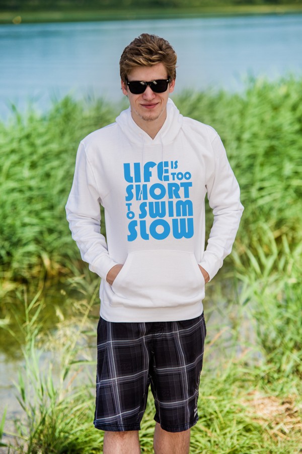 Manner_Hoodie_Life_weiss Life is too short to swim slow – Hoodie Herren