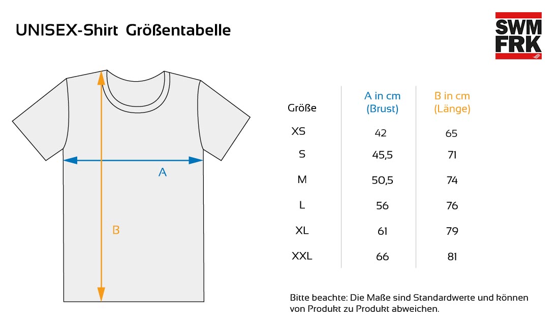 SF_Groessentabelle_Unisex_Shirt T-Shirt: I swim faster than I walk -  Unisex