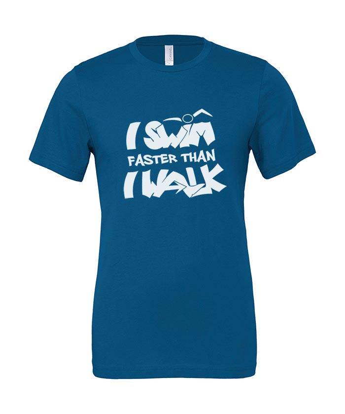 SF_Shirt_SwimWalk_tuerkis T-Shirt: I swim faster than I walk -  Unisex