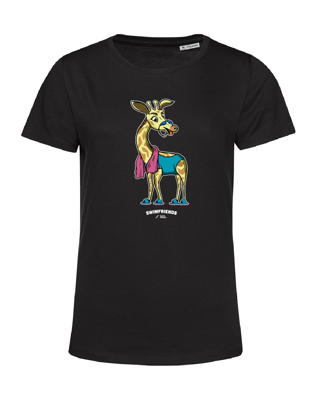 SF_2024_Longo_Shirt_Damen_schwarz Longo die Langstrecken-Giraffe – Shirt Herren & Kids | Swimfriends Kollektion