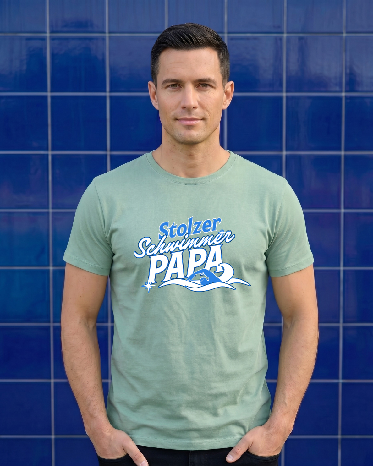 Stolzer Schwimmer Papa - Shirt | Schwimmer Mamas & Papas Kollektion