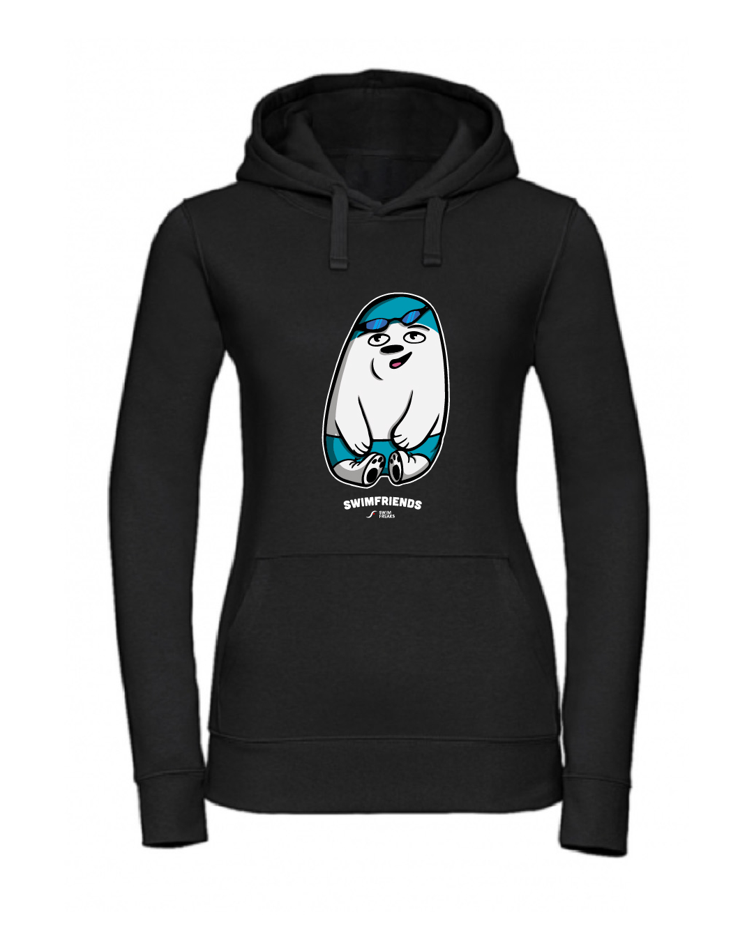 SF_2024_Dino_Hoodie_Damen_schwarz_rs-Kopie Bärto der Schwimm-Bär – Damen Hoodie | Swimfriends Kollektion