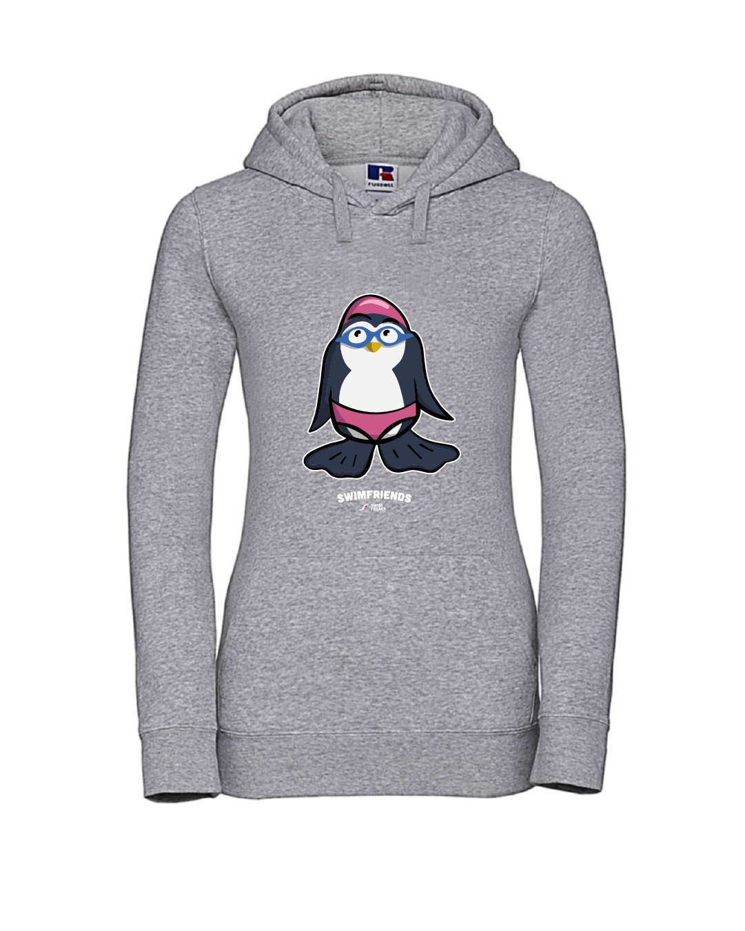SF_2024_Fin_Hoodie_Damen_grau Fin der Schwimm-Pinguin – Damen Hoodie | Swimfriends Kollektion