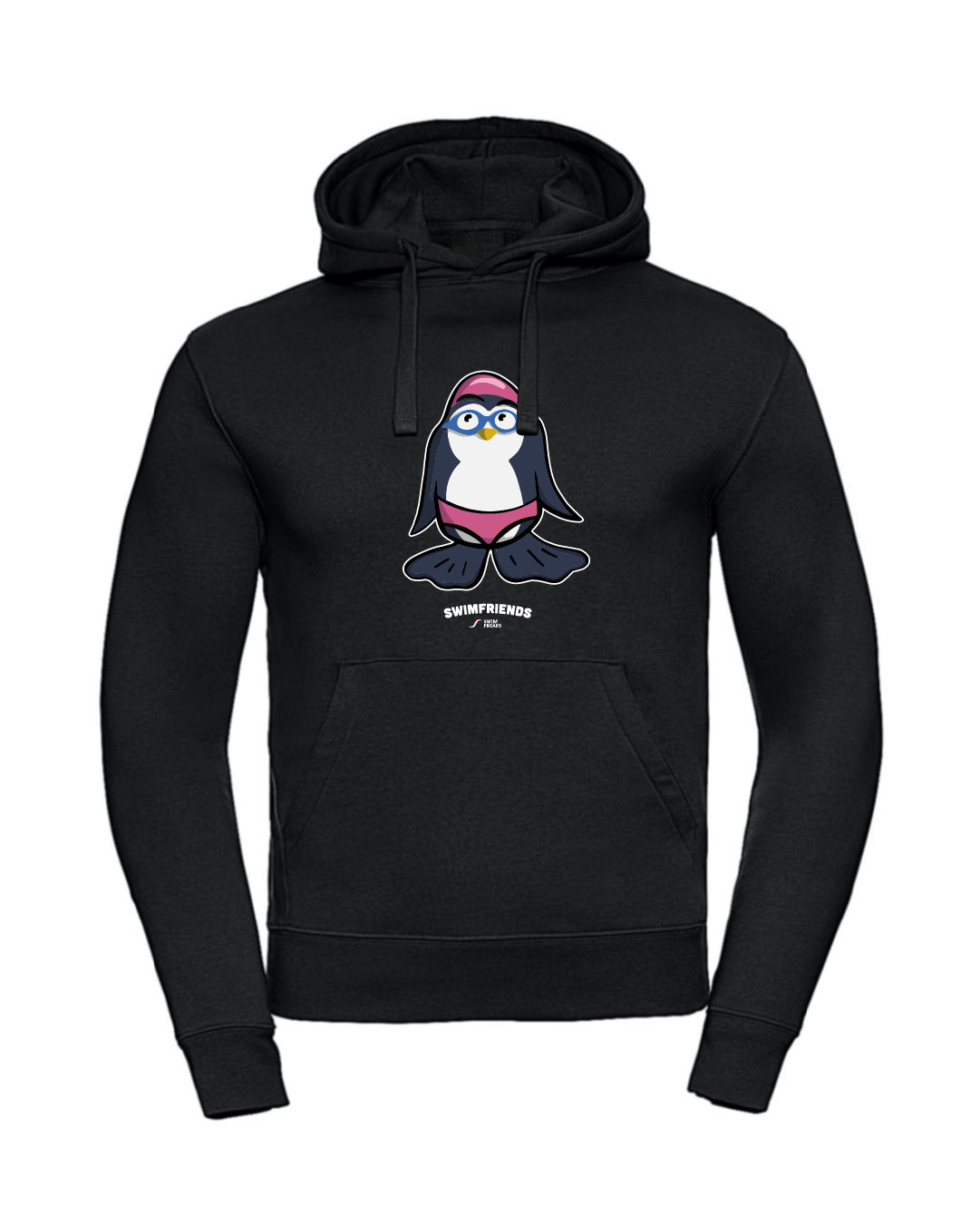 SF_2024_Fin_Hoodie_Herren_schwarz Fin der Schwimm-Pinguin – Hoodie Herren & Kids | Swimfriends Kollektion