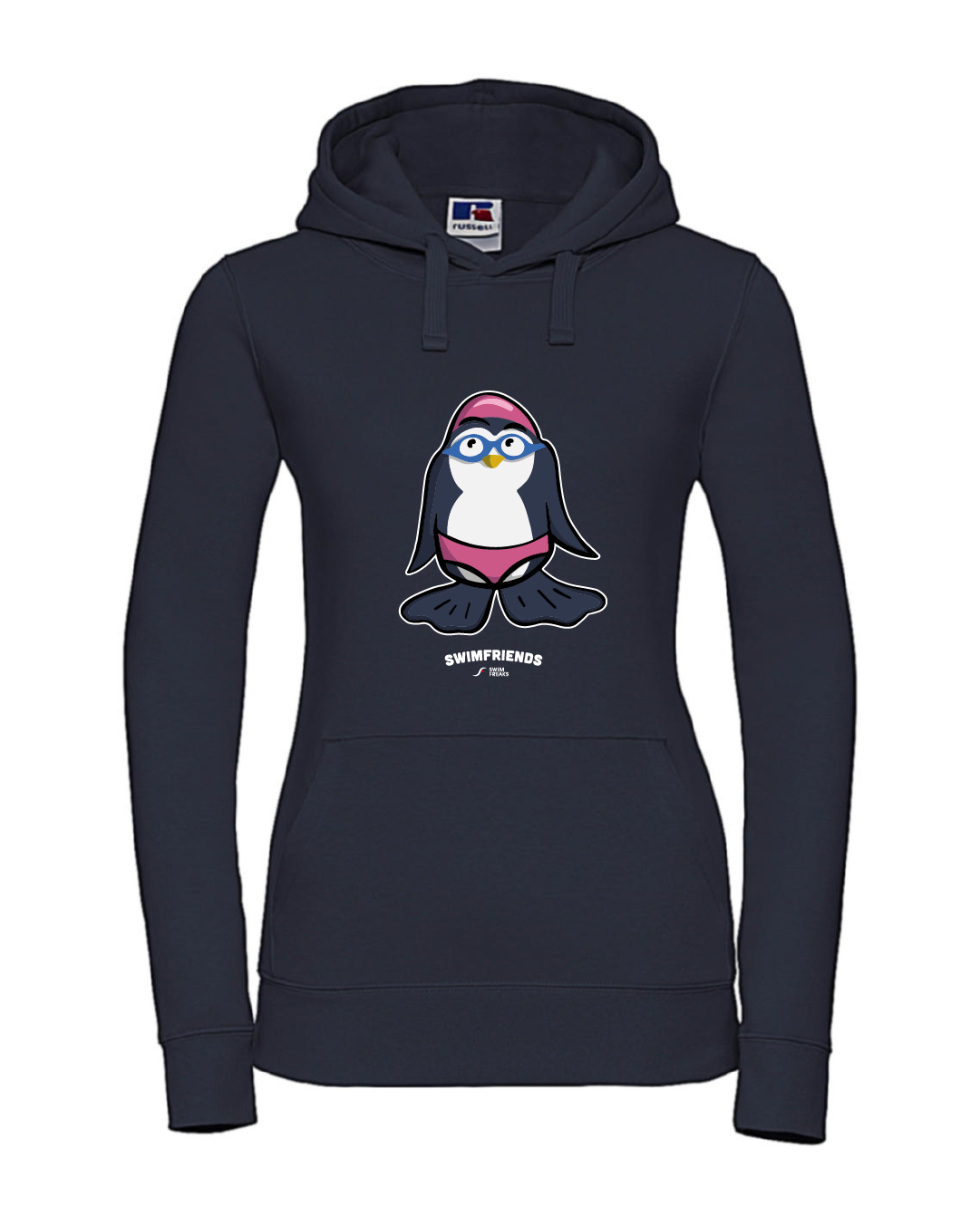 SF_2024_Fin_Hoodie_Damen_navy Fin der Schwimm-Pinguin – Damen Hoodie | Swimfriends Kollektion