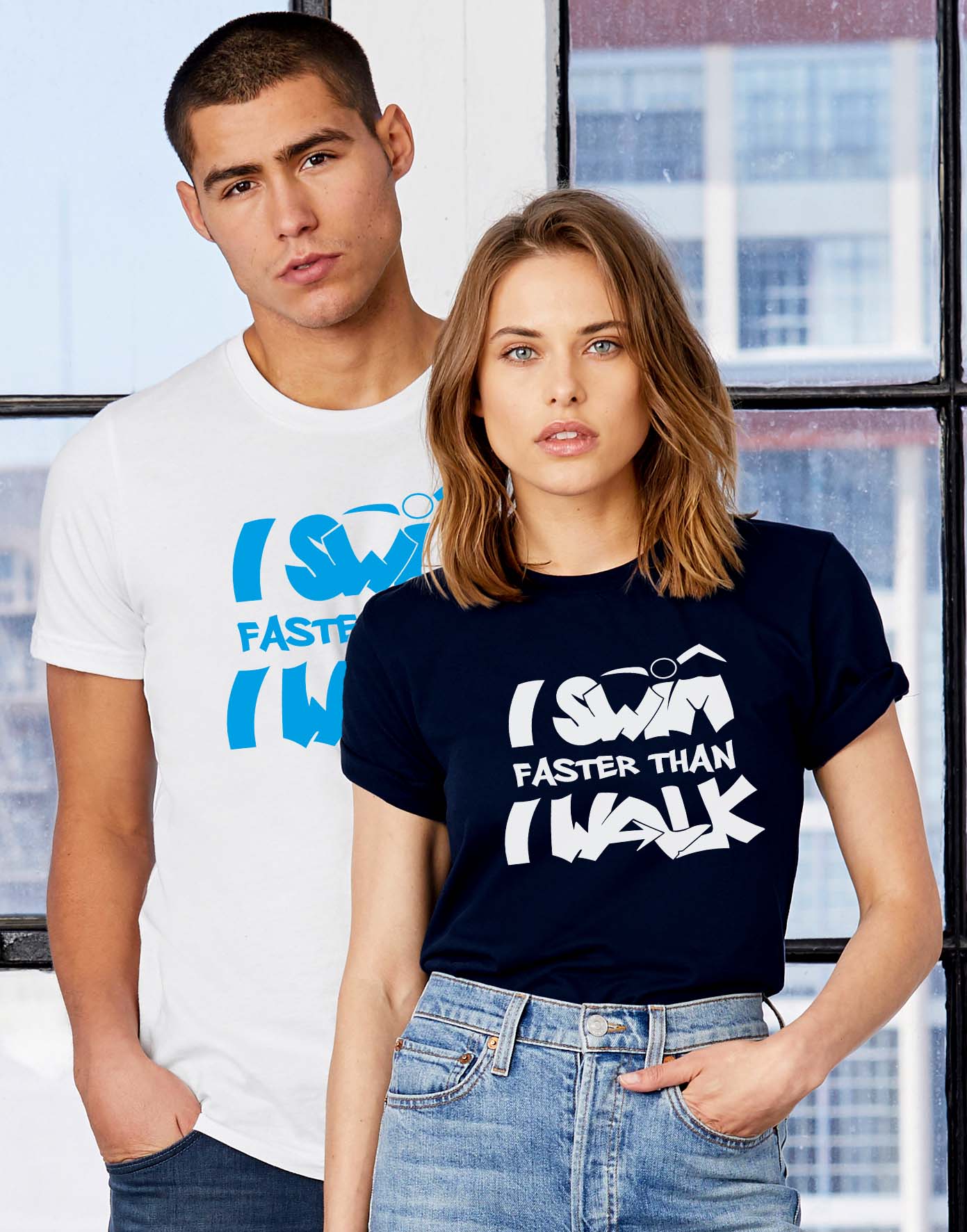 SF_Shirt_SwimWalk_Artikelbild T-Shirt: I swim faster than I walk -  Unisex