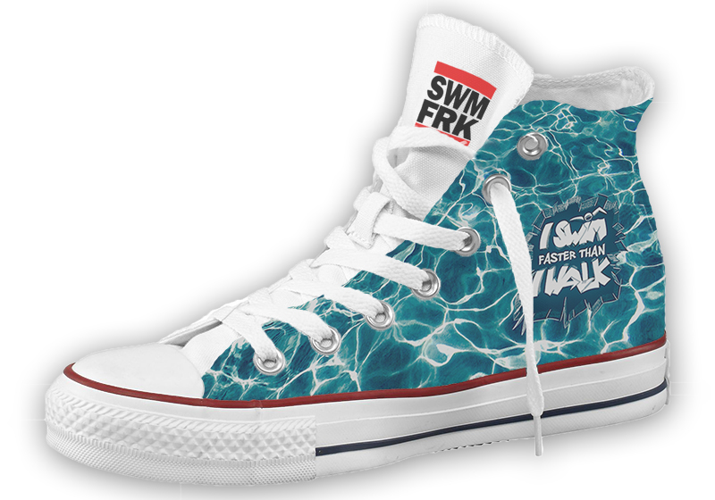 SF_Schuhe_Mockup SALE: Die FREAKsneaks | Schuhe mit "I Swim Faster Than I Walk" Print