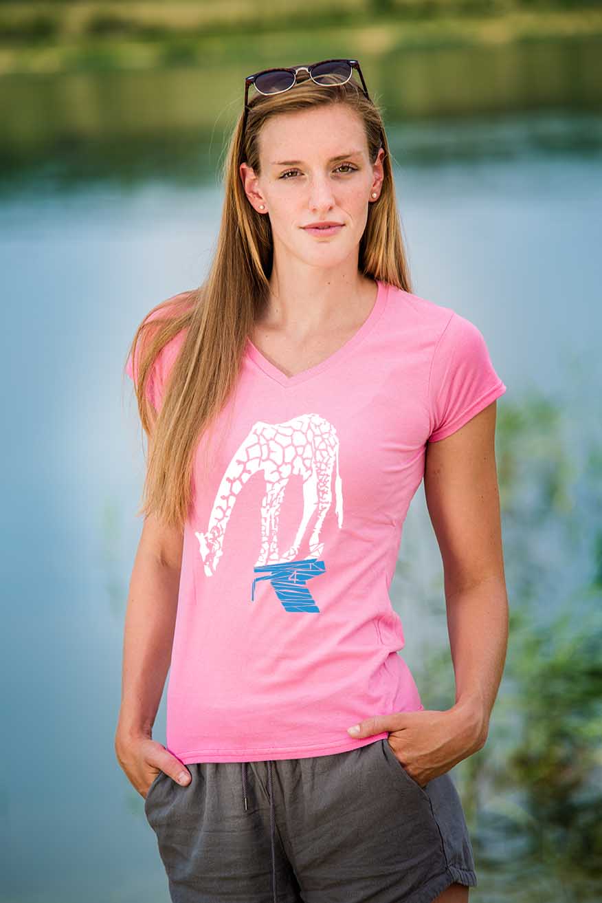 SWDS_Longo_pink T-Shirt: Longo, die Schwimm-Giraffe