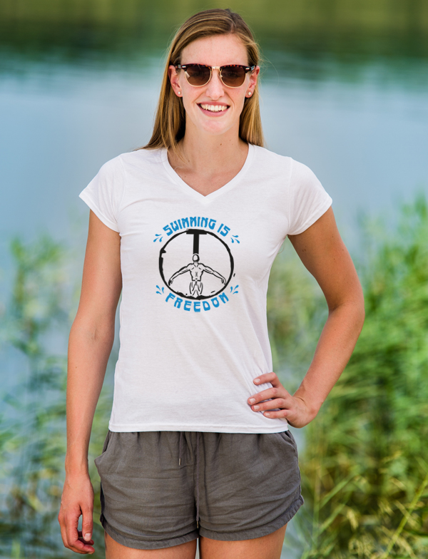 Damen_Shirt_Freedom_weiss T-Shirt | Swimming is Freedom